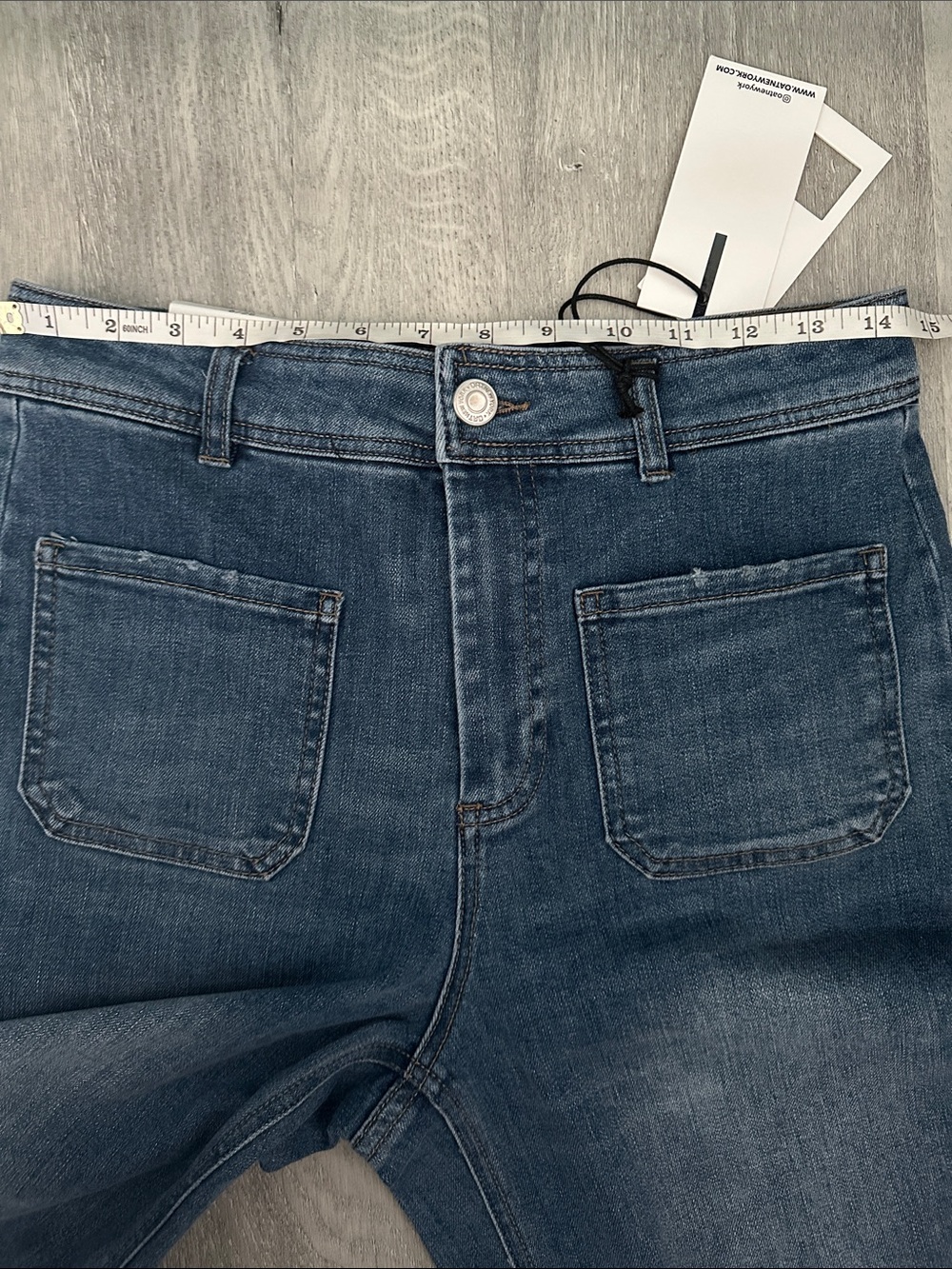 Oat New York High Rise Wide-Leg Jeans in Medium Blue Wash size 6 - Picture 9 of 9